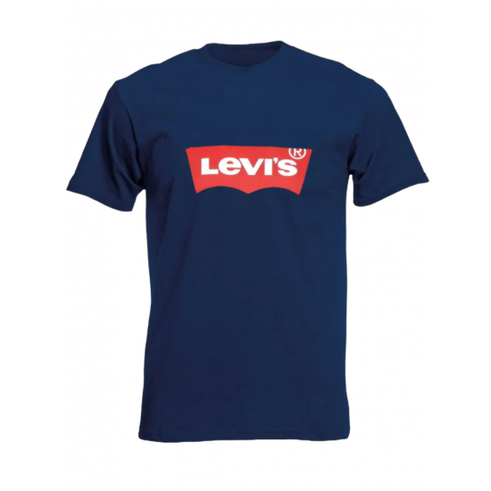 T-SHIRT 100% ΒΑΜΒΑΚΙ ΜΕ LOGO - ΜΠΛΕ ΣΚΟΥΡΟ - LEVI'S T-SHIRT 100% ΒΑΜΒΑΚΙ ΜΕ LOGO - ΜΠΛΕ ΣΚΟΥΡΟ - LEVI'S